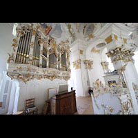 Steingaden, Wieskirche - Wallfahrtskirche zum gegeielten Heiland, Orgel und Spieltisch