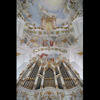 Steingaden, Wieskirche - Wallfahrtskirche zum gegeielten Heiland, Orgelprospekt perspektivisch