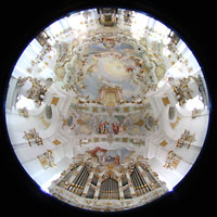 Steingaden, Wieskirche - Wallfahrtskirche zum gegeielten Heiland, Orgel und gesamter Innenraum