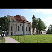 Steingaden, Wieskirche - Wallfahrtskirche zum gegeielten Heiland, Auenansicht, Sdseite
