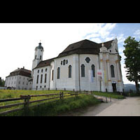Steingaden, Wieskirche - Wallfahrtskirche zum gegeielten Heiland, Auenansicht, Nordseite