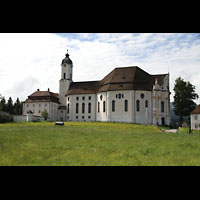 Steingaden, Wieskirche - Wallfahrtskirche zum gegeielten Heiland, Auenansicht, Nordseite