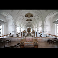 Irsee, St. Peter und Paul (ehem. Abteikirche), Blick von der Orgelempore in die gesamte Kirche