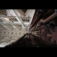 York, Minster (Cathedral Church of St Peter), Blick vom Orgelgehuse ins Gewlbe