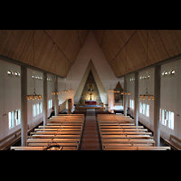 Vard, Kirke, Blick vom Spieltisch in die Kirche