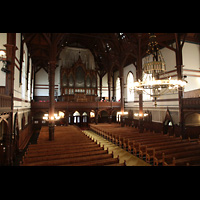 Bergen, Johanneskirke, Innenraum in Richung Orgel