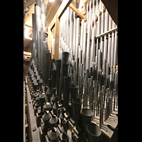 Alkmaar, Sint Laurenskerk, Pfeifen im Oberwerk, links: Vox humana, Hautbois und Trompete 8'