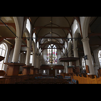 Amsterdam, Waalse Kerk (Oude Walenkerk), Innenraum in Richtung Westwand