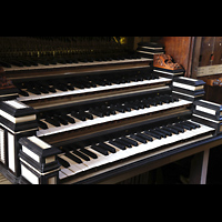 Zwolle, Grote of Sint Michaelskerk, Manuale am 2025 noch in Restaurierung befindlichen Spieltisch