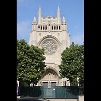 Los Angeles, First Congregational Church, Fensterrosette an der Westwand - Ansicht vom South Commonwealth Blvd