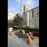 Los Angeles, First Congregational Church, Innenhof und Seiteneingang im Nordwesten