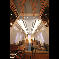 Los Angeles, Westwood United Methodist Church, Blick entlang der Trompette en Chamade von der Gallery in die Kirche